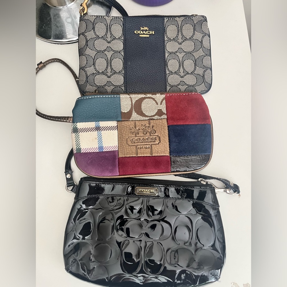 Coach Signature and Patchwork Wristlet Trio